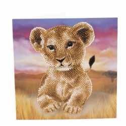 Crystal Card Kit Lion Cub, 18x18cm Crystal Art Car