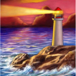 Lighthouse, 18x18cm Crystal Art Card
