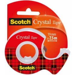 SCOTCH Plakband Crystal 19mmx7,5m met afroller,