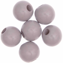 Houten macramé-parels gris clair, Ø30mm, 6 pcs