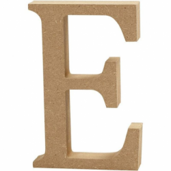 Houten letter 'E' 13cm hoog/2cm di