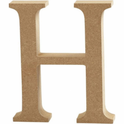 Houten letter 'H' 13cm hoog/2cm di