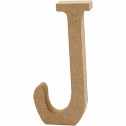Houten letter 'J' 13cm hoog/2cm dik