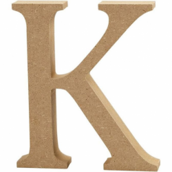 Houten letter 'K' 13cm hoog/2cm dik