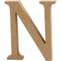Houten letter 'N' 13cm hoog/2cm dik