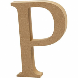 Houten letter 'P' 13cm hoog/2cm dik