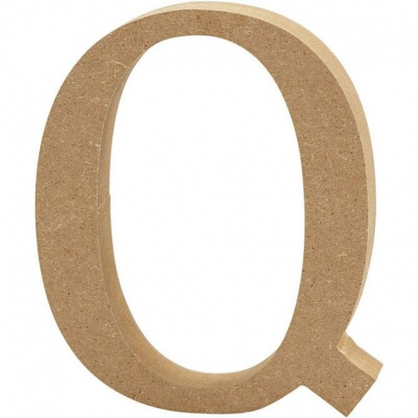Houten letter 'Q' 13cm hoog/2cm di