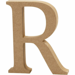 Houten letter 'R' 13cm hoog/2cm dik