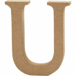 Houten letter 'U' 13cm hoog/2cm dik