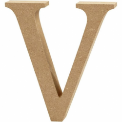 Houten letter 'V' 13cm hoog/2cm dik