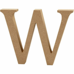 Houten letter 'W' 13cm hoog/2cm dik