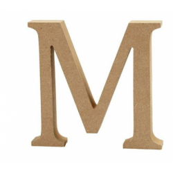 Houten letter 'M' 8cm hoog/1,5cm dik
