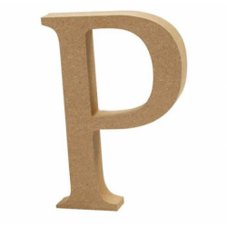 Houten letter 'P' 8cm hoog/1,5cm dik