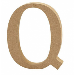 Houten letter 'Q' 8cm hoog/1,5cm dik