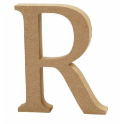 Houten letter 'R' 8cm hoog/1,5cm dik