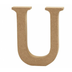 Houten letter 'U' 8cm hoog/1,5cm dik
