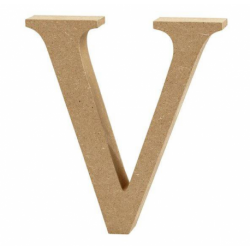 Houten letter 'V' 8cm hoog/1,5cm dik