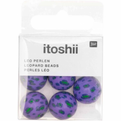 Acid Leo beads, lilac, 6 pcs, Ø 16 mm, 2 mm hole