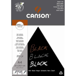 CANSON tekenblok 20 vel Graphite A4 240gr - Zwart