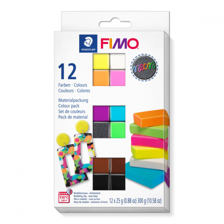 Fimo effect set - colour pack 12 st neon colours