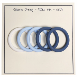 O-ring - silicone-set/5st - D28,5 mm - wit/blauw